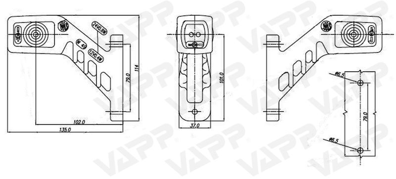 Svítilna doplňková/boční obrysová LED WAS W49 241L, 12-24V, levá, 135 mm 