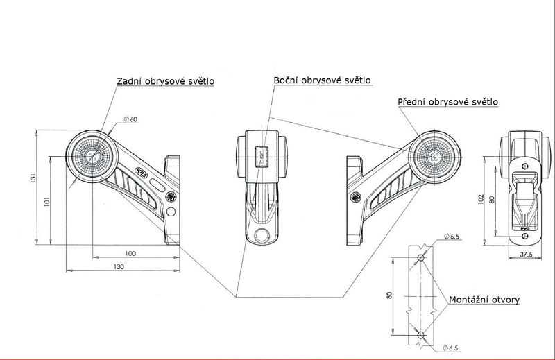 Svítilna doplňková/boční obrysová LED WAS W77.2 RF/577 BCL, 12-24V, levá 