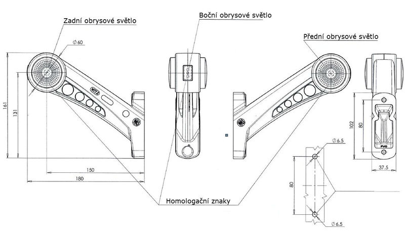 Svítilna doplňková/boční obrysová LED WAS W77.3 RF/579 BCL, 12-24V, levá 