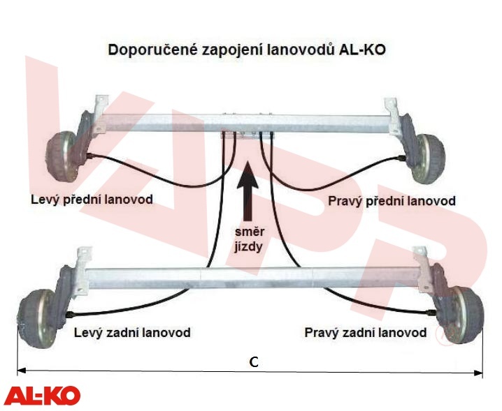 Lanovod brzdový staré provedení AL-KO 900/1145 mm, závit M8 