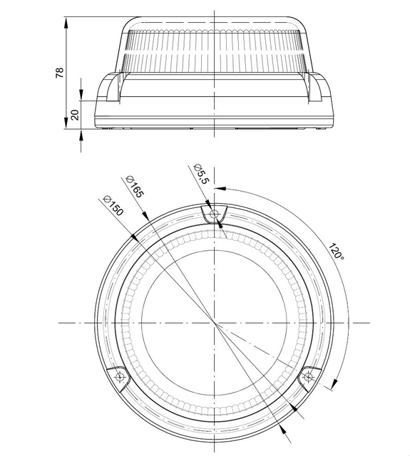 Maják magnetický oranžový Fristom FT-100 LED MAG , nízký, kabel 7,8m
