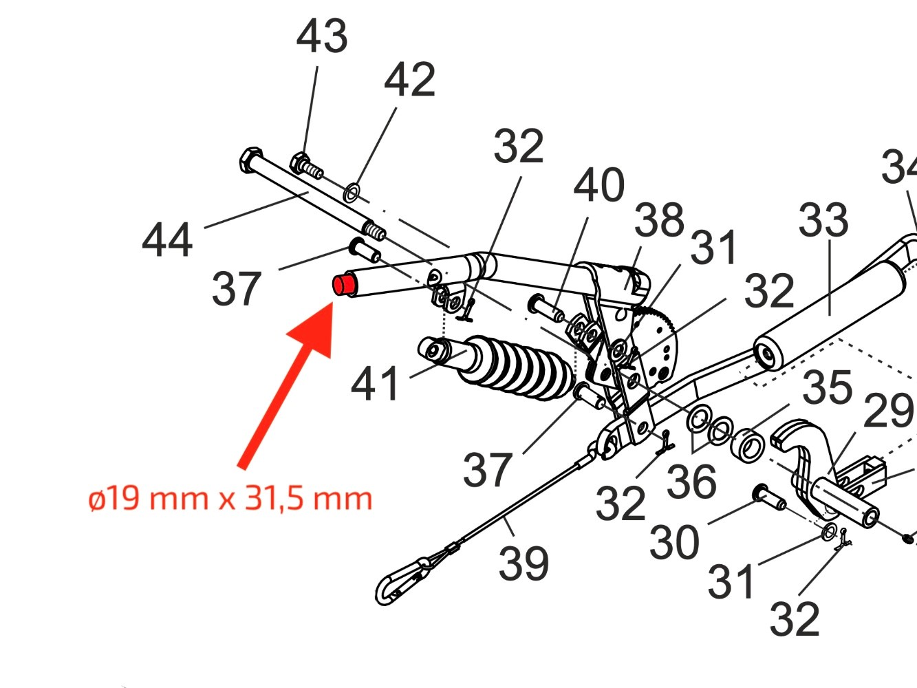 AL-KO stiskací pojistka páky ruční brzdy 2,8VB/1