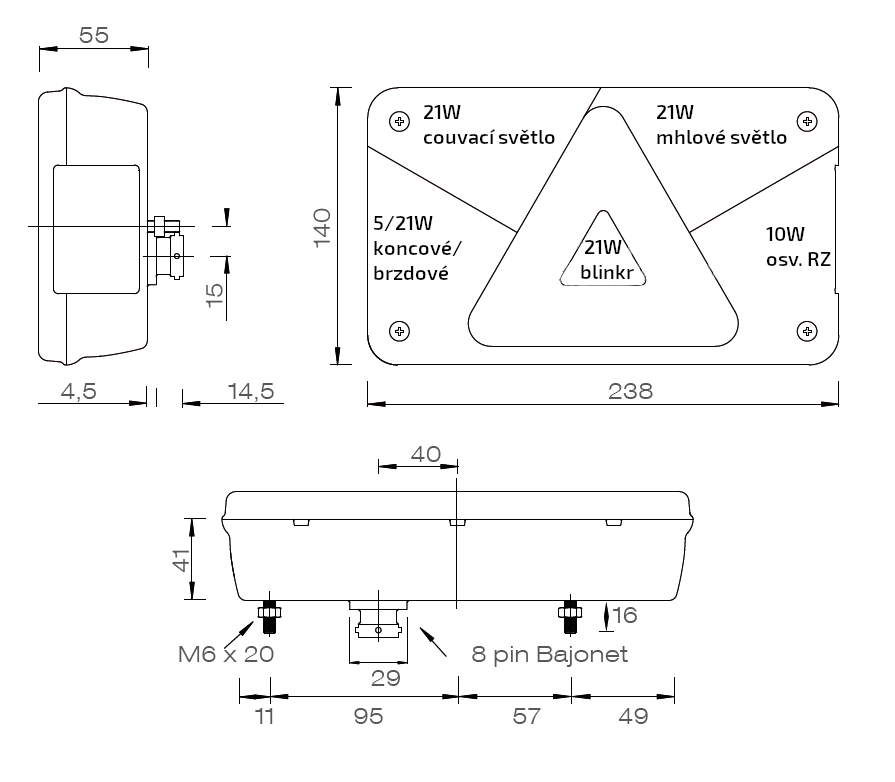 Svítilna Multipoint V sdružená, L-BL/BR/KO/CO/ML/RZ, baj8