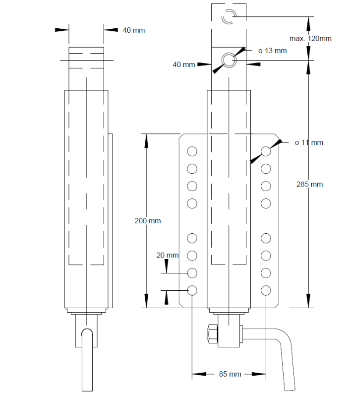 Výsuvná opěra heverová