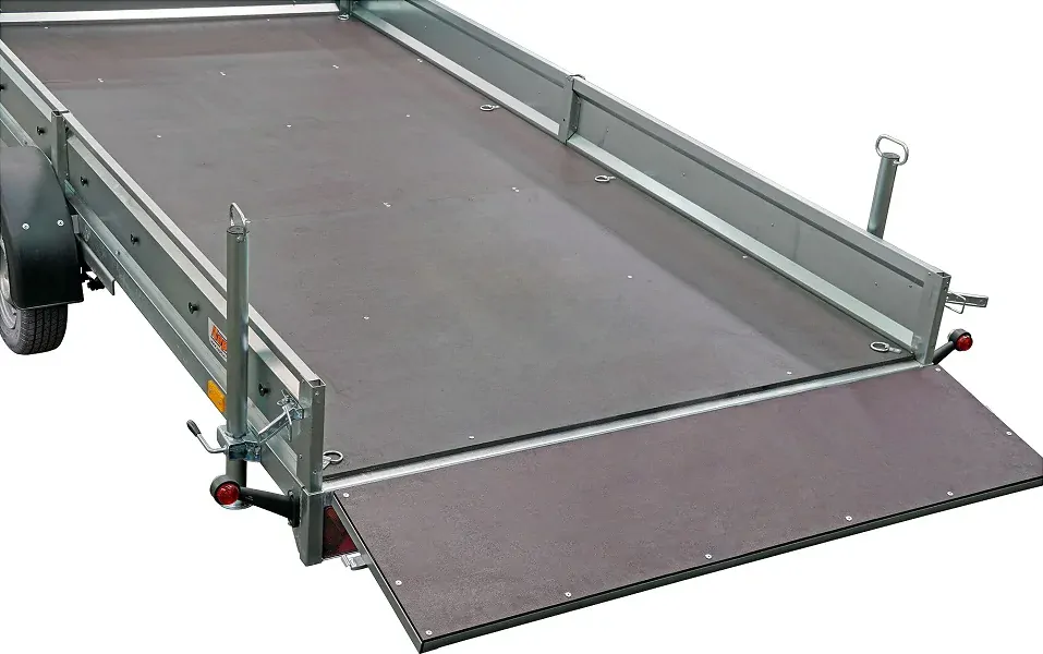 Sklopný brzděný přívěsný vozík Neptun MULTI | 380x180x25 cm | 1300 kg