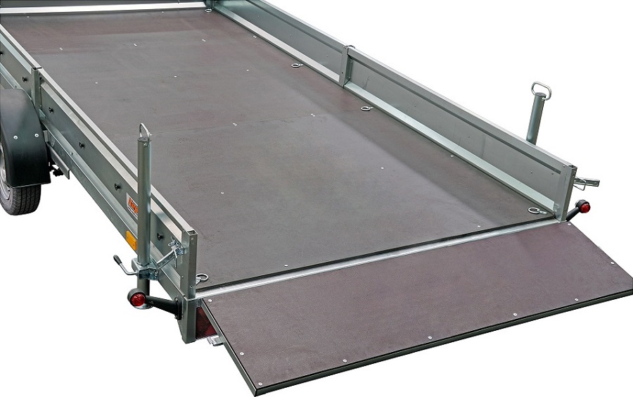 Sklopný a brzděný přívěsný vozík Neptun MULTI | 380 x 180 x 25 cm | 1500 kg