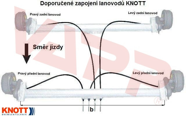 Lanovod brzdový KNOTT nerez 1990/2200 mm, závit M8