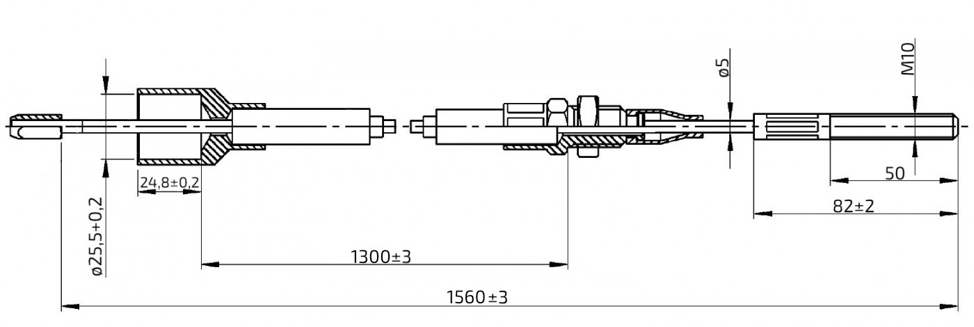 Lanovod brzdový pro 3062/3081 AL-KO 1300/1560 mm, závit M10