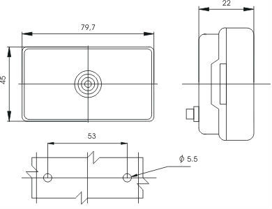 Svítilna boční obrysová LED GMAK G17, s odrazkou, na držáku, QS150