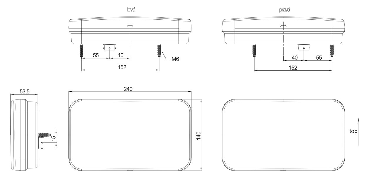 Svítilna Fristom FT-370 sdružená LED 12V, L-BL/BR/KO/ML/CO/RZ, integr. kontrolbox, baj6