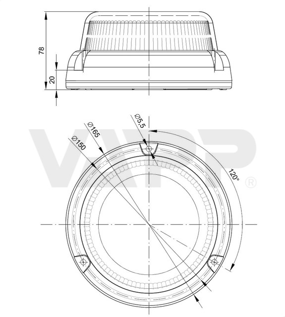 Maják pevný oranžový Fristom FT-100 3S LED, nízký