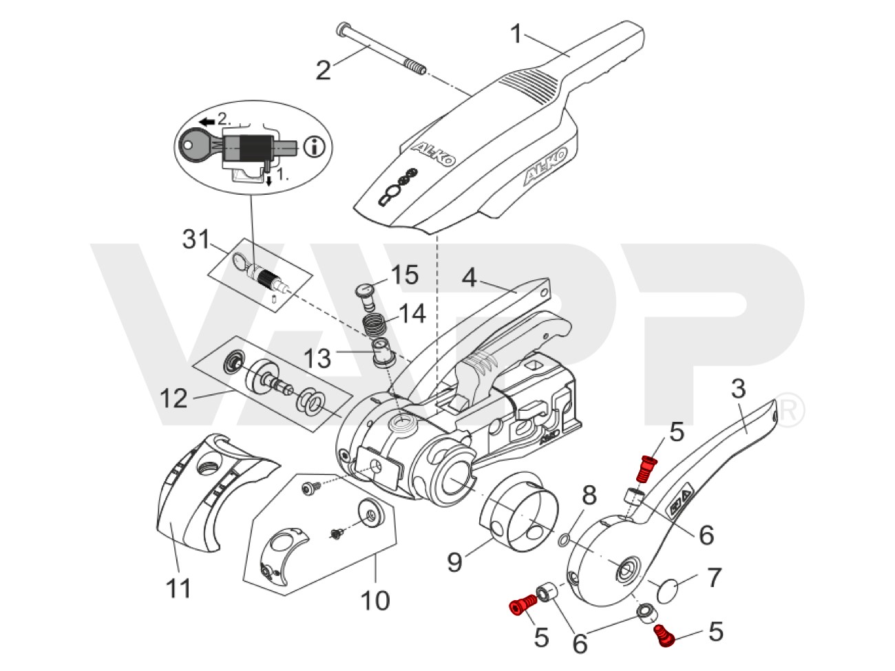 Šroub páky stabilizátoru AKS 3004/3504 (ETI 811607)