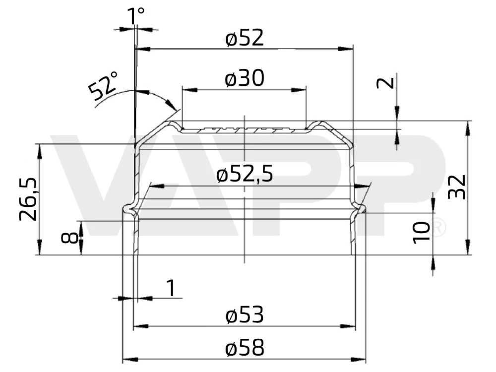 Krytka náboje BPW 53 mm S2504-7 32028X (ETI 827039)