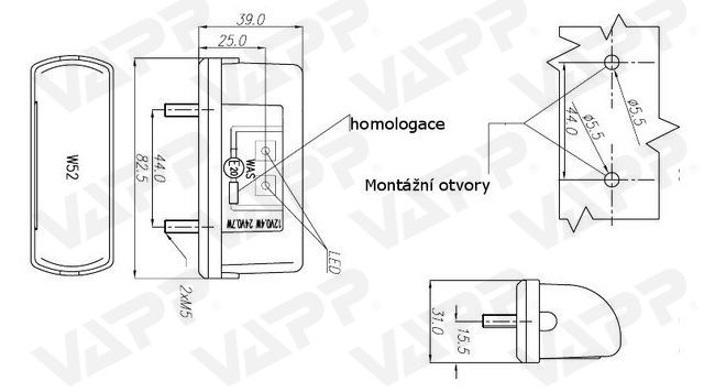 Osvětlení SPZ (registrační značky) LED WAS 244 (12-24V) 