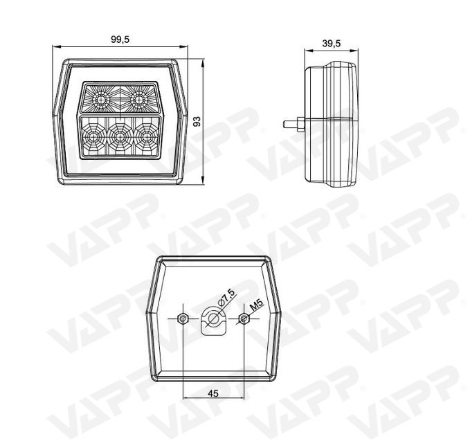 Svítilna Fristom FT-121 sdružená LED 12-24V, L/P-BL/BR/KO 