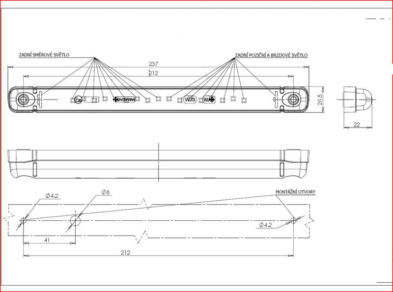 Svítilna WAS W73/410 sdružená LED 12-24V, L/P-BL/BR/KO 