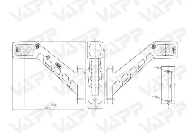 Svítilna doplňková obrysová LED WAS 239P, 12-24V, pravá, 187 mm 