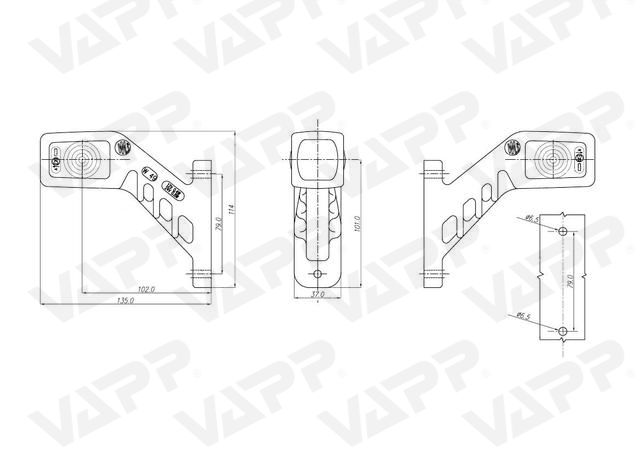 Svítilna doplňková obrysová LED WAS 242P, 12-24V, pravá, 135 mm 