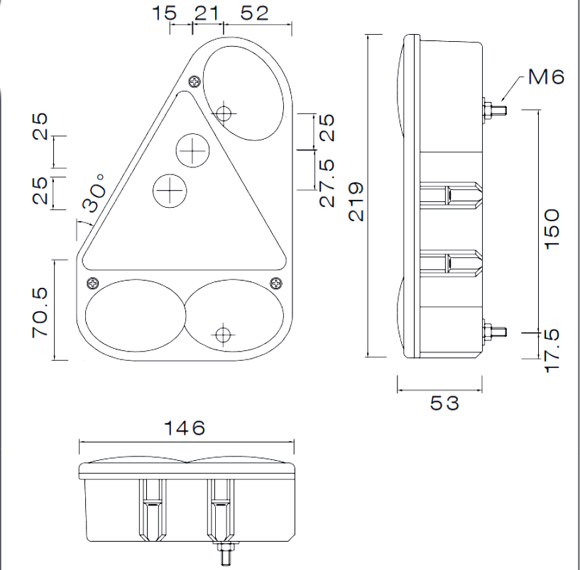Svítilna Aspöck Earpoint III sdružená, P-BL/BR/KO/CO, baj5