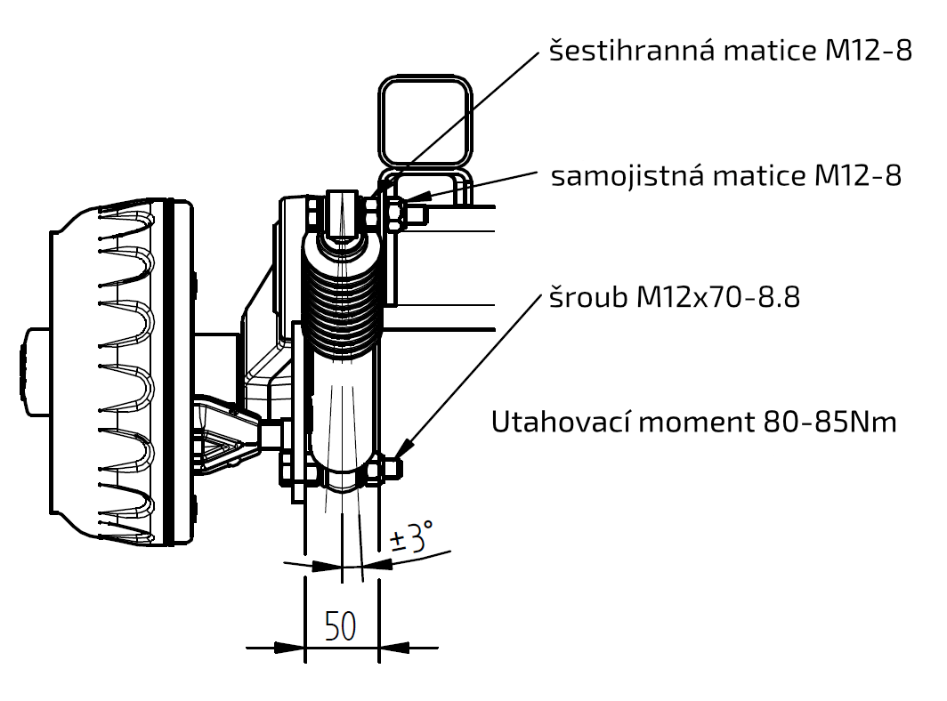 Tlumič k nápravě KNOTT (do 1800kg/1 náprava) montáž před kolo, modrý