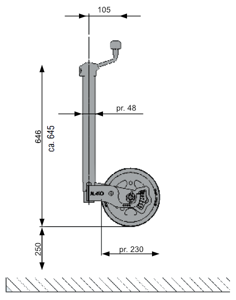 Kolečko opěrné AL-KO Premium 60 230x80 300/180 kg s ukazatelem zatížení