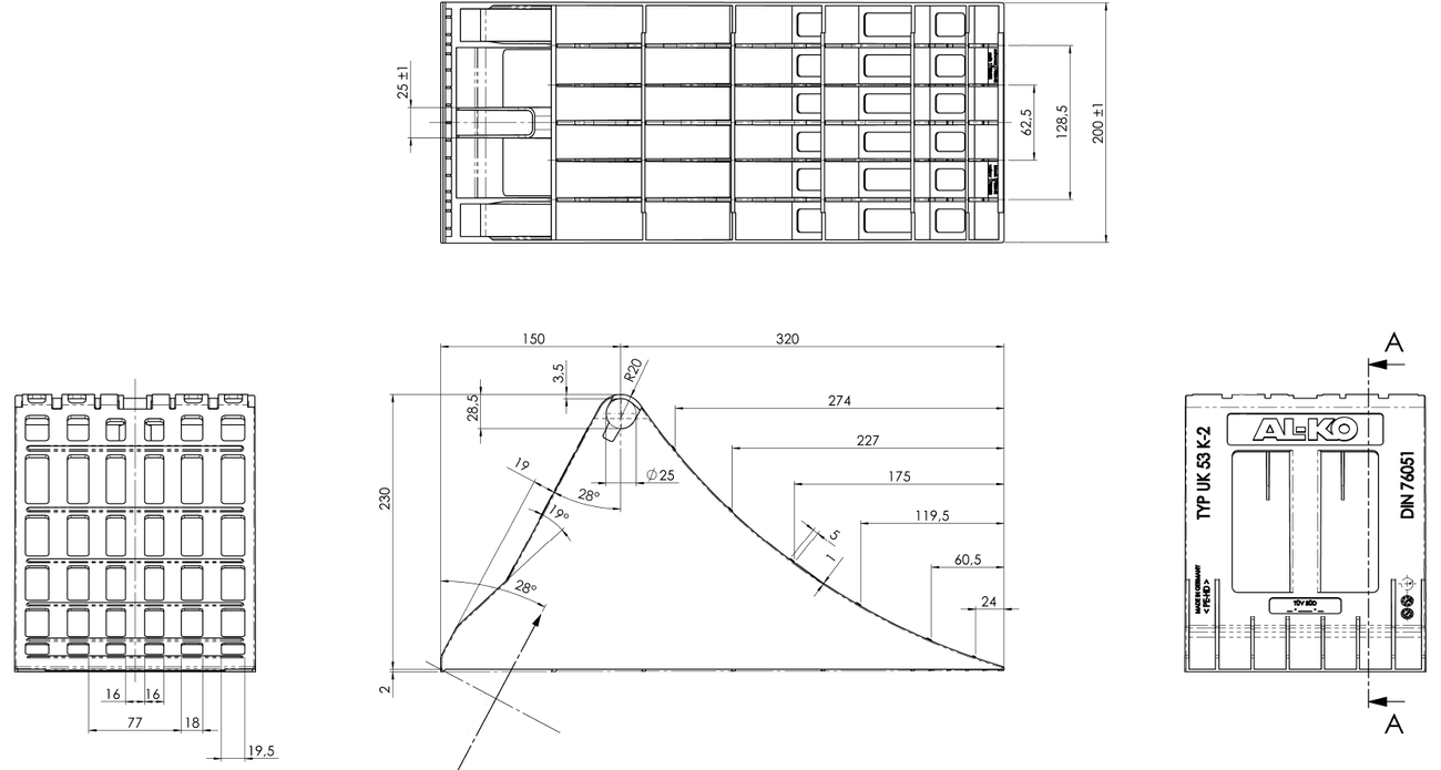 Klín zakládací AL-KO UK 53 K-2 (470mm), žlutý, plastový