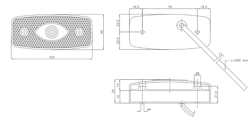 Svítilna přední obrysová LED AJ.BA FA.89.701 12-24 V
