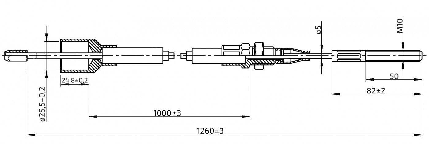 Lanovod brzdový pro 3062/3081 AL-KO 1000/1260 mm, závit M10