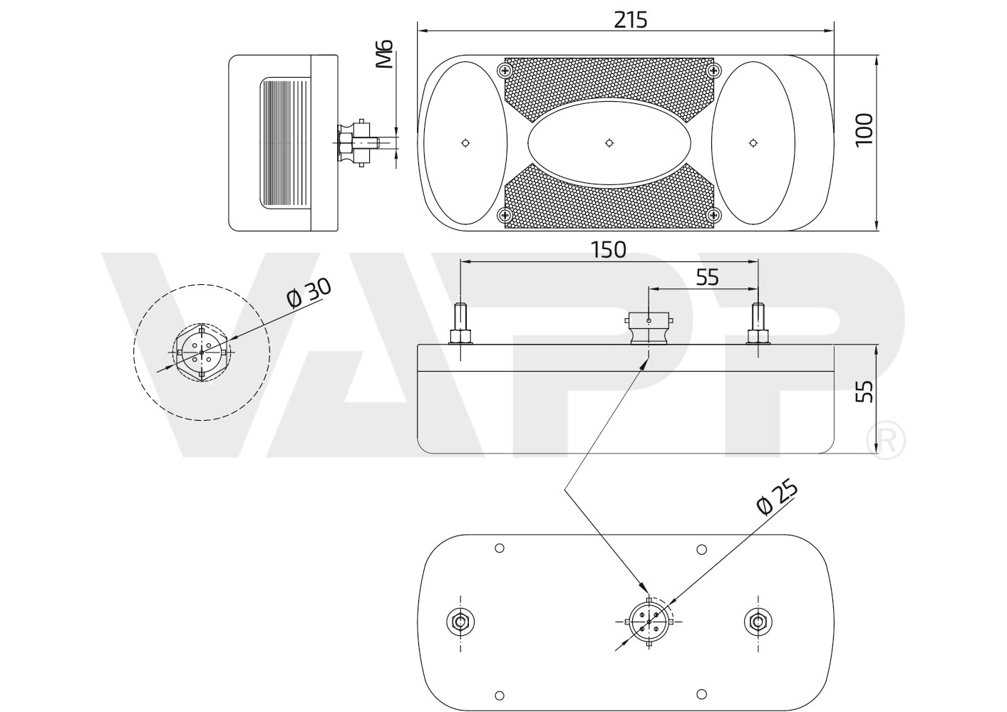 Svítilna Aspöck Midipoint II sdružená, L/P-BL/BR/KO/ML/RZ, baj5