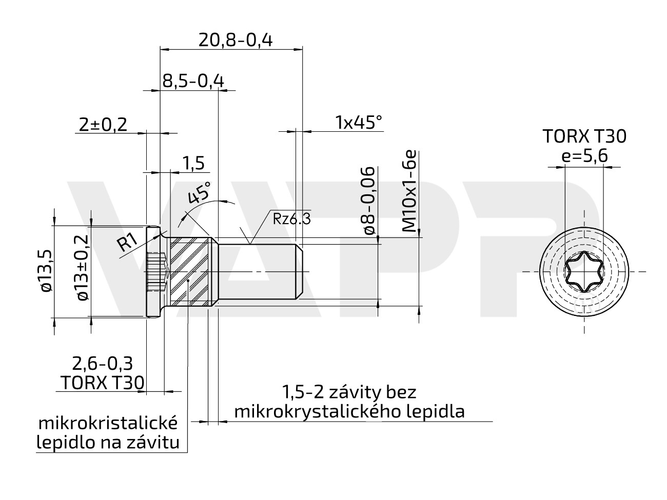 Šroub páky stabilizátoru AKS 3004/3504 (ETI 811607)