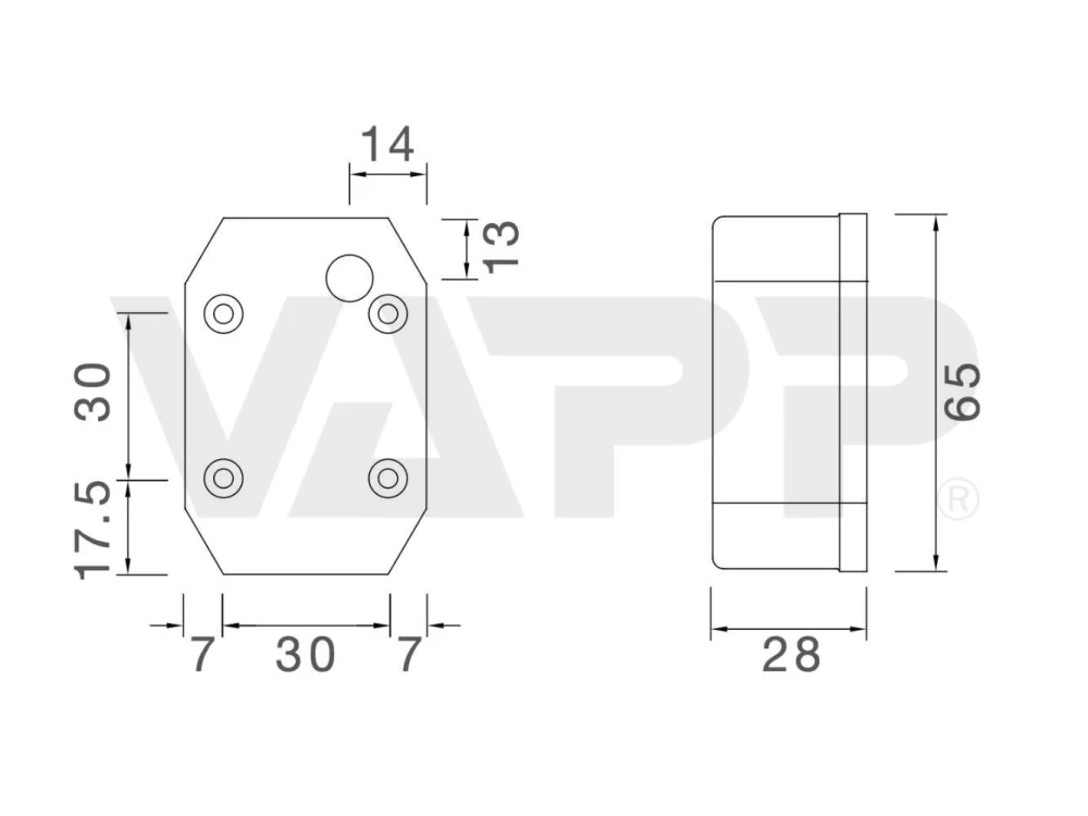 Svítilna přední obrysová Aspöck Flexipoint I, s odrazkou na držáku