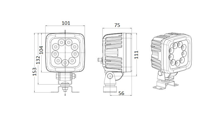 Pracovní svítilna WAS W143/1084 LED 3000 lm, 12-24V, kabel 2,5m