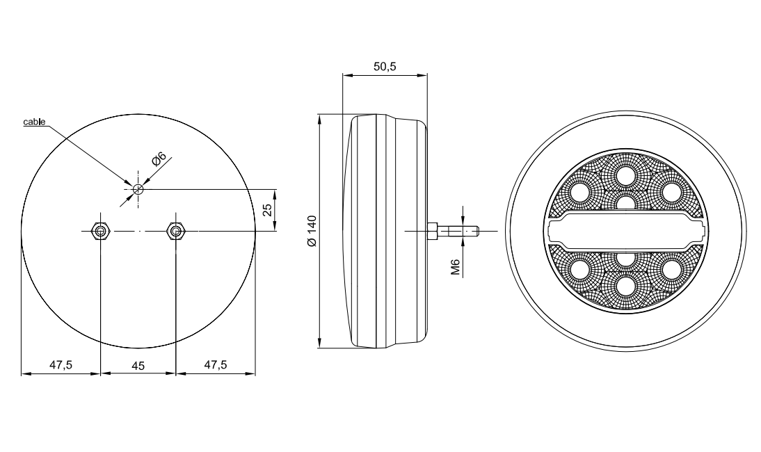 Svítilna Fristom FT-113 sdružená LED 12-36V, L/P-BL/BR/KO