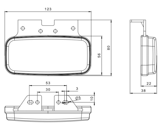 Svítilna sdružená boční Fristom FT-080 LED L/P-BL/OB na držáku - doprodej