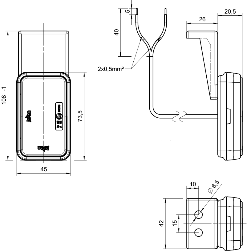 Svítilna přední obrysová LED Jokon PLR 230, 12V, s odrazkou, nadržáku, L/P