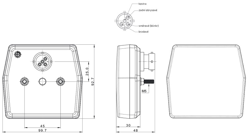 Svítilna Fristom FT-222 sdružená LED 12V, L/P-BL/BR/KO, baj5