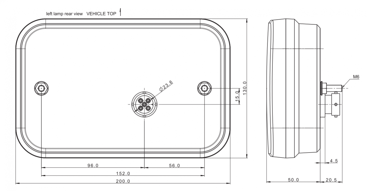 Svítilna Fristom FT-270 sdružená LED 12V, P-BL/BR/KO/CO/RZ, integrovaný kontrolbox, baj5