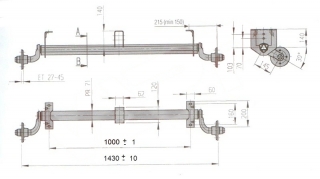 Náprava AL-KO UBR 700-5 (750 kg) a=1000 mm, 100x4, OPTIMA, zvýšené patky,střed. 