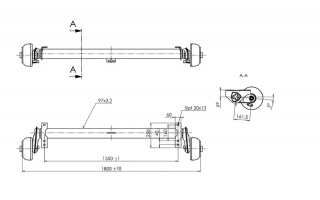 Náprava AL-KO B 1200-6 (1350 kg) a=1350 mm, c=1800 mm, 112x5, 5°