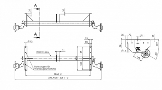 Náprava AL-KO UBR 700-5 (750kg) a=1056 mm 100x4, (Sacher)