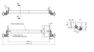 Náprava AL-KO UBR 1200-5 (1300kg), a=1460 mm, 112x5 (Sacher)