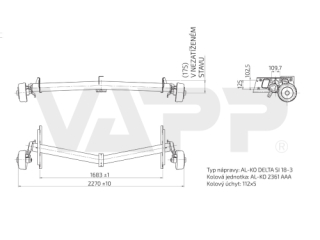 Náprava AL-KO DELTA SI 18-3 (2000 kg) a=1683 mm, c=2270 mm, 2361 AAA, 112x5